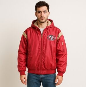 Vintage 90s NFL Apparel, San FRANCISCO 49ers  Zip Hoodie Jacket, Red, Mens Large